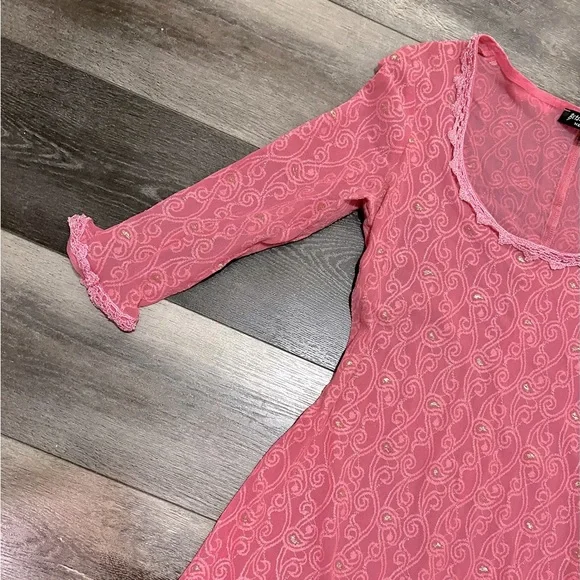 🚫SOLD🚫 Vintage Betsey Johnson Pink Sheer Midi Dress - Picture 2 of 7